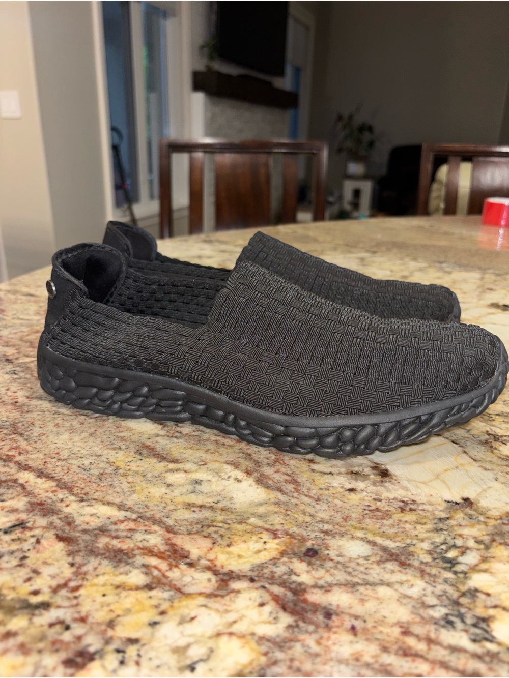 Bernie Mev Black Woven Slip-On Sneakers NEW